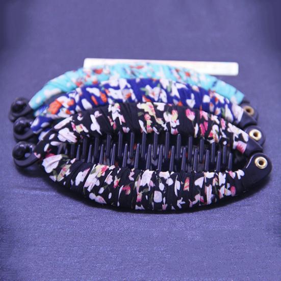 Fashion Lady Floral Print Banana Fish Shape Hairpin Hair Clip Headwear Accessory