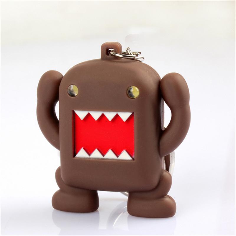 1pcs Ultra Bright LED Cute Mini Domo kun Action Figure Toys LED Flashlight Keychains With Sound Keychain Kids Gifts коричневый