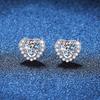 Elegant Heart Stud Earrings Women 1ct D-Color Moissanite Sterling Lightweight Luxury Jewelry