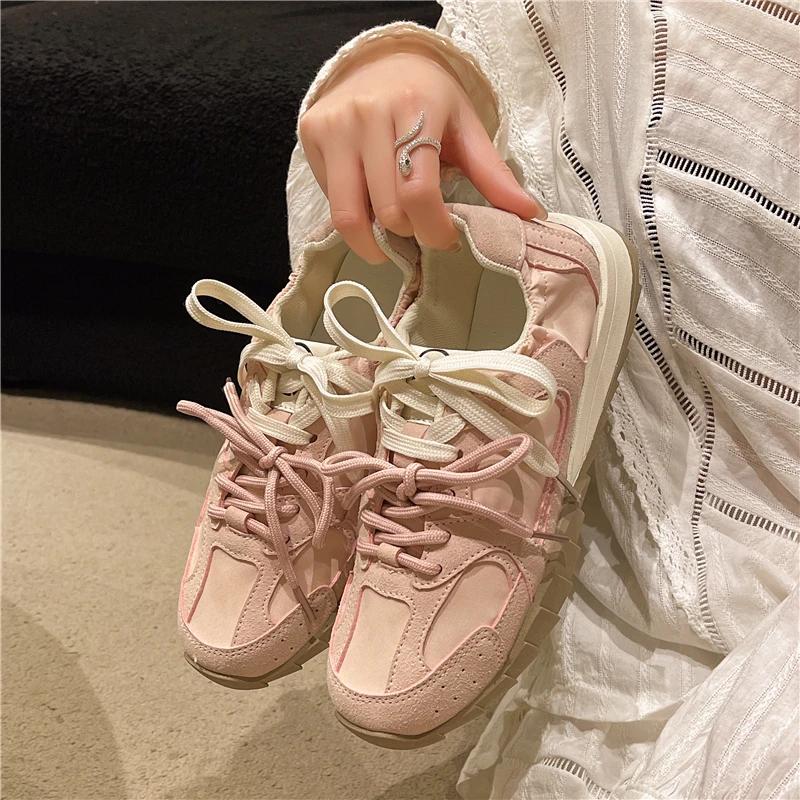 fashion Women's Shoes 2024 New Lace Up Women's Vulcanize Shoes Spring Autumn Solft Sole Mixed Colors Flat Casual Comfortable Sneakers