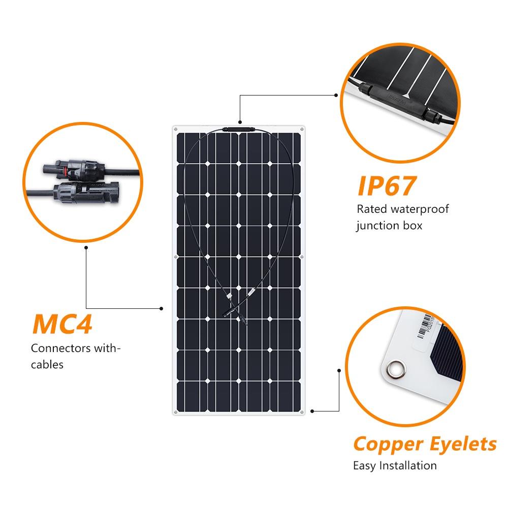 300W semi-flexible solar panel is suitable for outdoor power generation system parking shed electric car