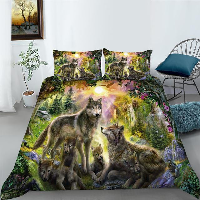 Animal Printing Kit 3D Digital Printing Quilt Cover, Bedding Three-Piece Set