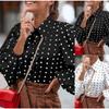 Women S Long Sleeve Loose Fit Polka Dot Lantern Sleeve Shirt