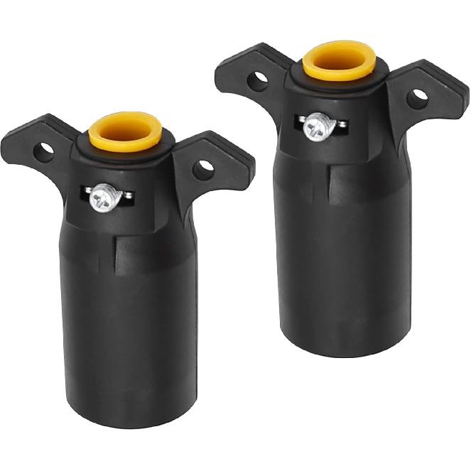 2-Pack 12V 7 Way Trailer Plug, 7 Pin Trailer Plug Connector, 7 Way Round RV Style Flat Blade Trailer Light Plug Replacement End Towing Wiring Harness