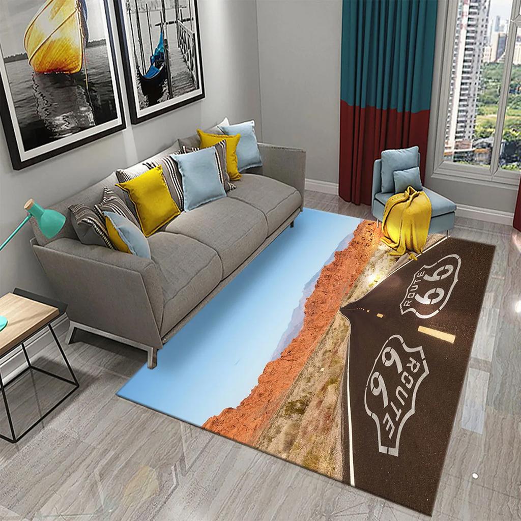 Historic Route 66 Non-slip Carpet Soft Area Rug for Living Room Kids Bedroom Kitchen Decor Floor Mat
