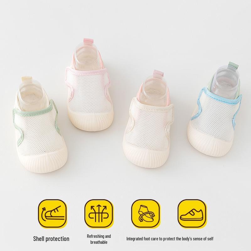 New Spring/Summer Breathable Non-Slip Baby Shoes with Soft Sole & Velcro Mesh Sandals