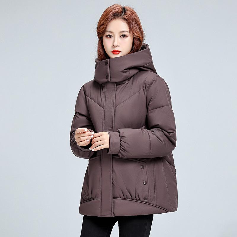 Women's windproof lightweight fluffy hooded warm cold loose short section casual sports high quality fabric jacket cotton jacket coat