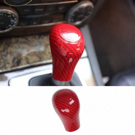 For Benz GLK Inner Central Console Gear 09-15 Shift Knob Cover Red Carbon Fiber