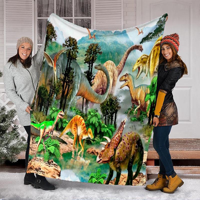 Dinosaur Adventure Blanket Perfect All Seasons Soft Comfortable Sofa Office Nap Travel Birthday Gift Christmas Present