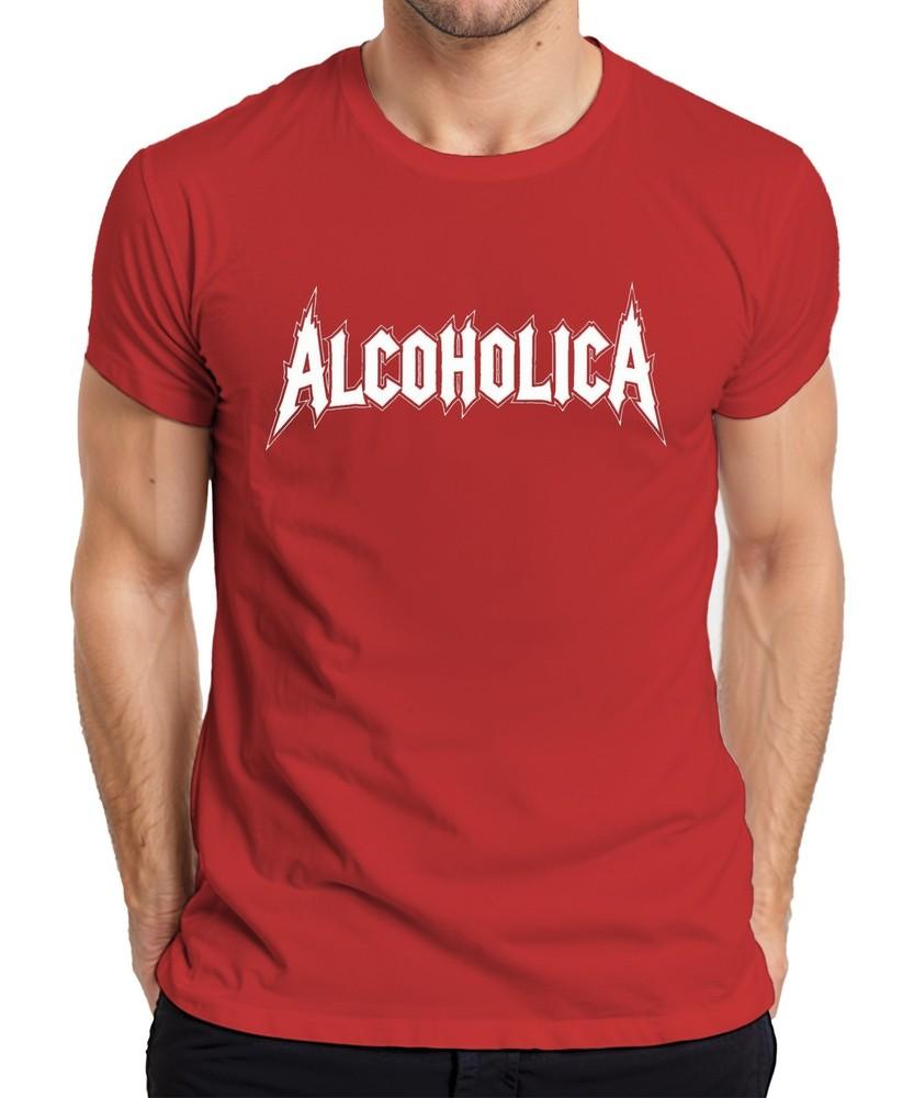 Alcoholica Metal Logo Funny Alcohol Beer Party Gift Vintage Unisexs Tshirt