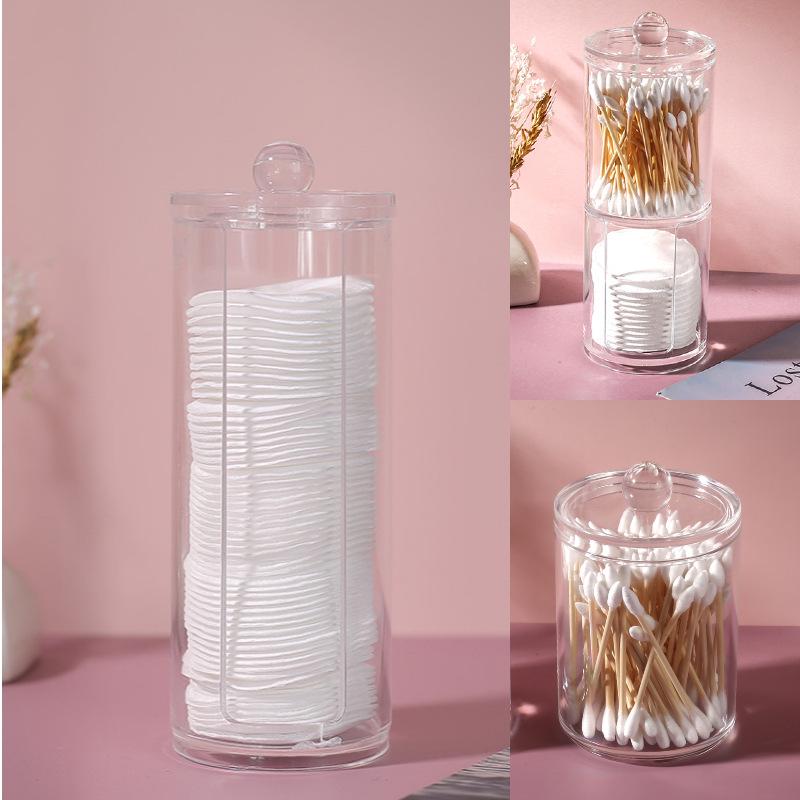 Dustproof Cotton Swab and Makeup Remover Storage Box with Lid