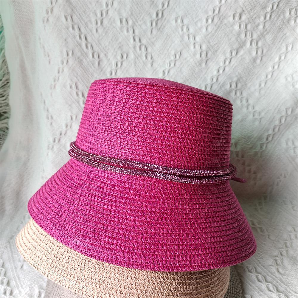 Summer Straw Hat For Women Men Fashion Chain Accessories Bucket Hat Beach Hat Uv Resistant Sunshade Hat