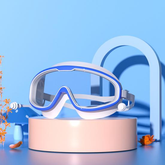 Kids Swim Goggles with Earplug Waterproof No Leakage Anti-Fog UV Protection Clear Lens 3-15 Years Old Children Silicone Goggles Scuba Diving Equipment
