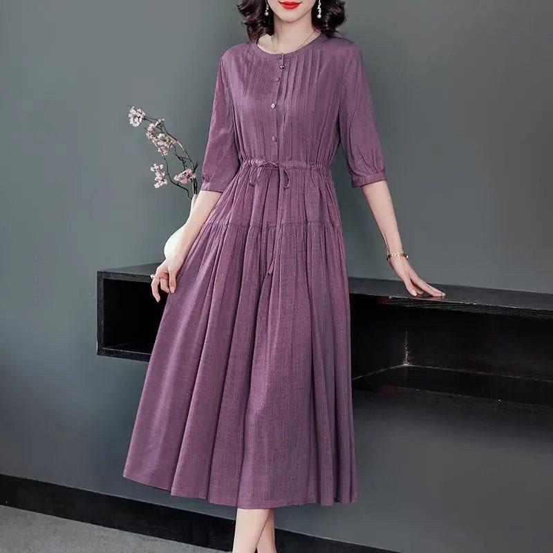 Modale Fabric Abstract Pattern Slant Shoulder Midi Dress For Streetwear Style
