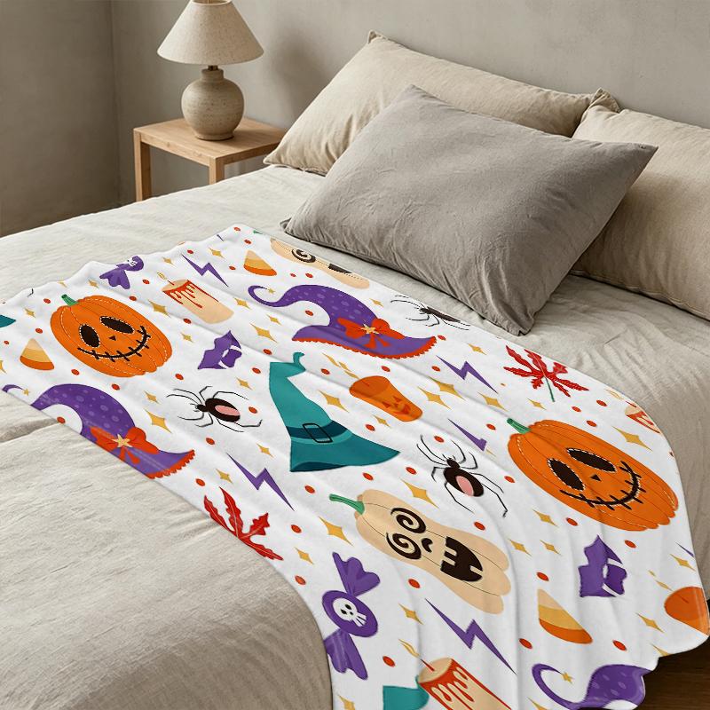 Soft Printed Flannel Fleece Blanket | Halloween & Christmas Collection, Skin-Friendly, Warm & Cozy for Home Use