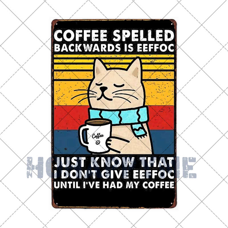 Letrero de Café Retro Decoración de Café Bar Placa Vintage Tienda de Bebidas Decorativo Pared Pub Club Póster 20x30cm