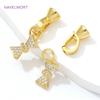 18K Gold Plated Inlaid Zircon Bowknot Pearl Clasp Connector,Clasp For Bracelet,For Jewelry Making Supplies DIY Handmade Crafts