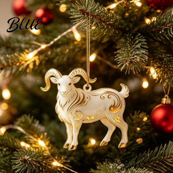 Decorative Acrylic Christmas Tree Decoration 2D Goat Ornament Cute Animal Sheep Hanging Decor for Clear Flame Red Ornament Tree Holiday Party