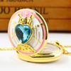 10pcs/lot Wholesale Green Gem Inlaid Cute Fashion Quartz Pocket Watch Necklace for Girls Children's Casual Practical Gift