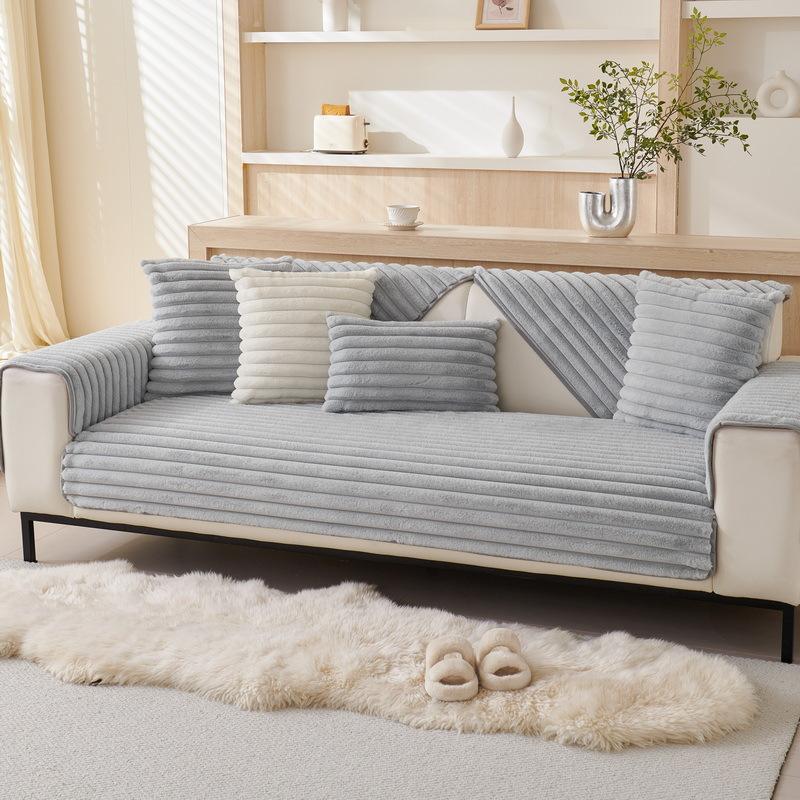 

French Rabbit Plush Sofa Cushion Thickened Warm Sofa Towel Cream Wind Non-Slip New Seat Cushion Sofa Cover 70*70cm