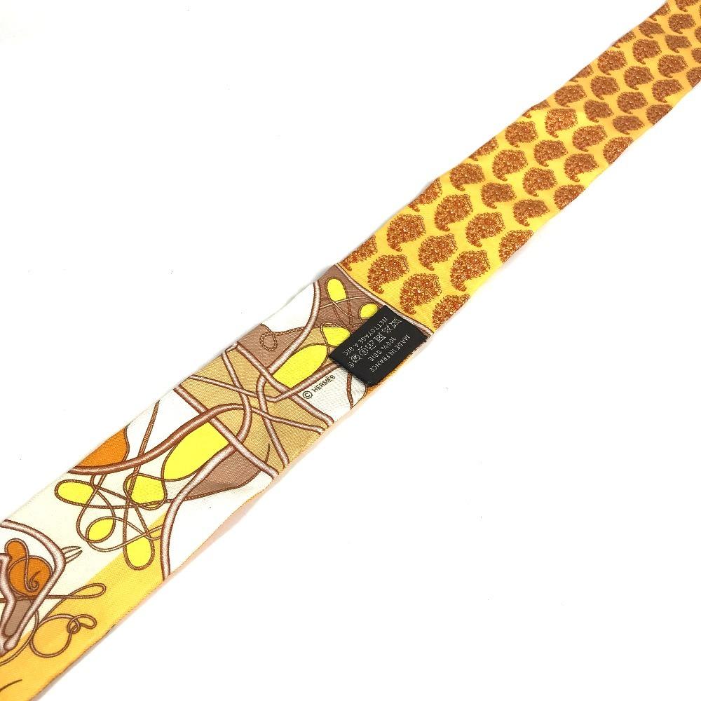 HERMES Horse pattern Twilly Twilly Twilly Scarf silk Orange