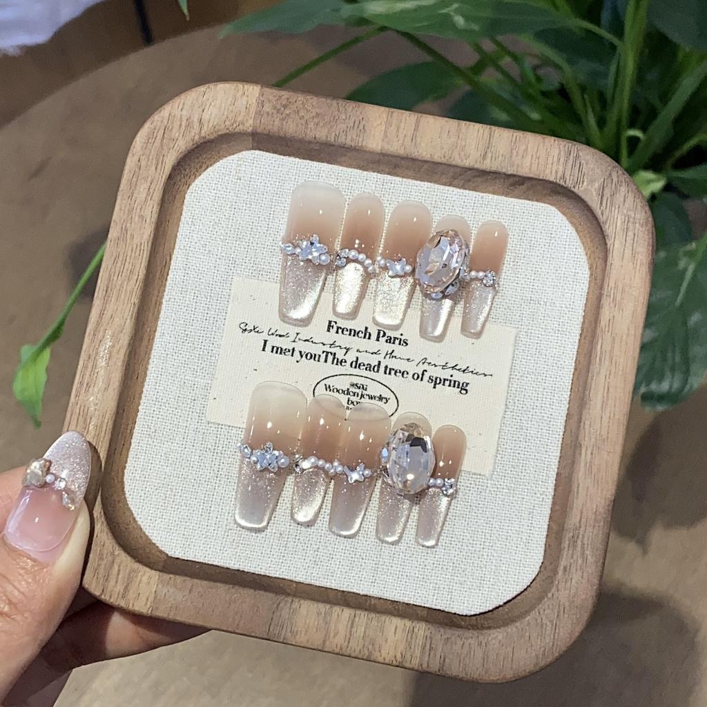 Handmade Gradient Side Light Cat Eye Pearl Small Broken Diamond Pile Elliptical Drill Deep Sea Coral