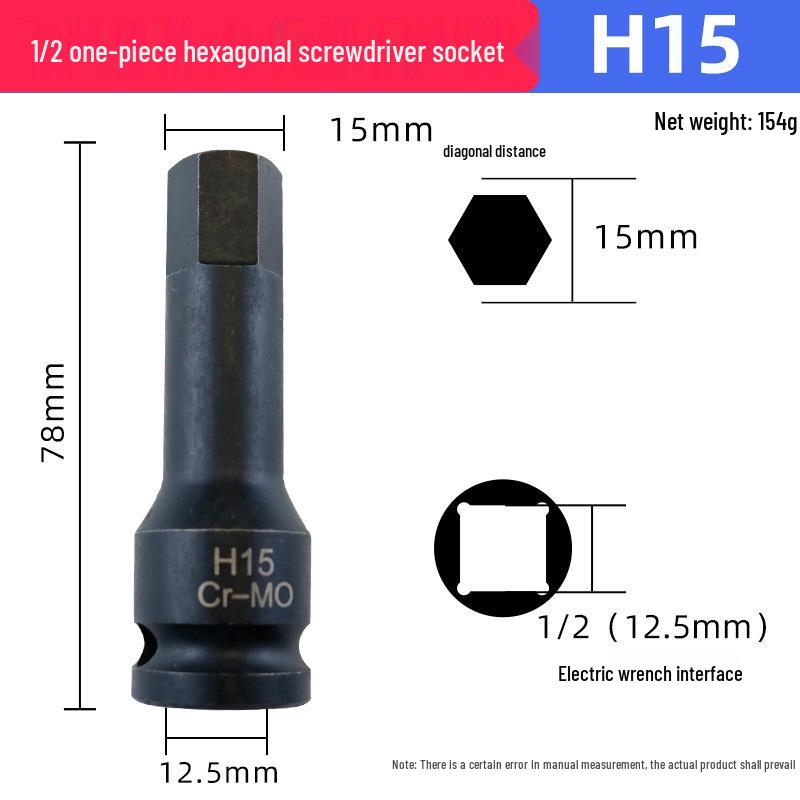 1/2 Inch Hex Air Impact Wrench Set: Large Pneumatic Socket & Electric Screwdriver