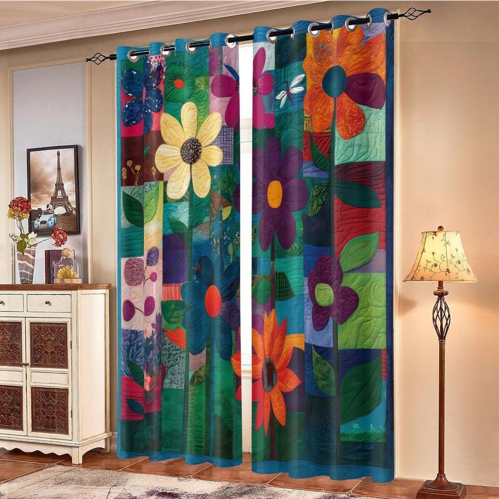 Floral Blackout Curtains: Printed Fabric Curtains for Bedroom & Balcony, Heat Insulation & Sunshade
