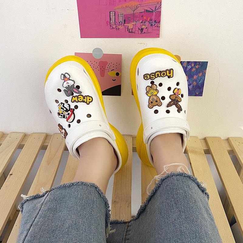 Summer Women Sandals Slippers Thick-Soled Increased Non Slip High-Heeled Fashion Platform Hole Shoes Beach Shoes