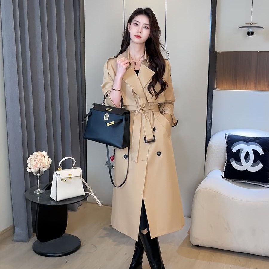 Loose-Fit Double-Breasted Petite Trench Coat - Mid-Length, Versatile, Slimming, Autumn Fashion