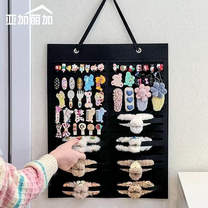 Simple Headwear Storage Hanging Bag, Felt Hair Clip Hanging Sorting Bag, Hair Clip Door Jewelry Storage Bag