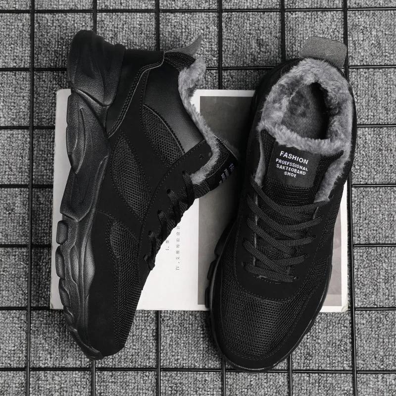 Men Shoes Sneakers Mocassin 2025 New Winter Shoes Warm Fur Lining Lightweight Casual Shoes Men Walking Footwear Male