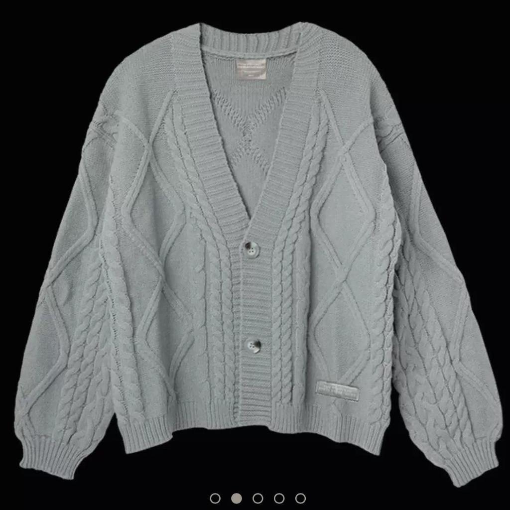 Folklore Meimei Grape Gray Cable Knit Cardigan