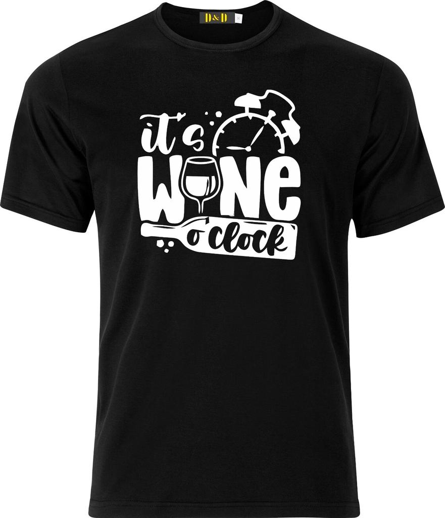 Its Wine Oclock drinkers Funny Houmour Cotton T Shirt Mens Womens Tees Top