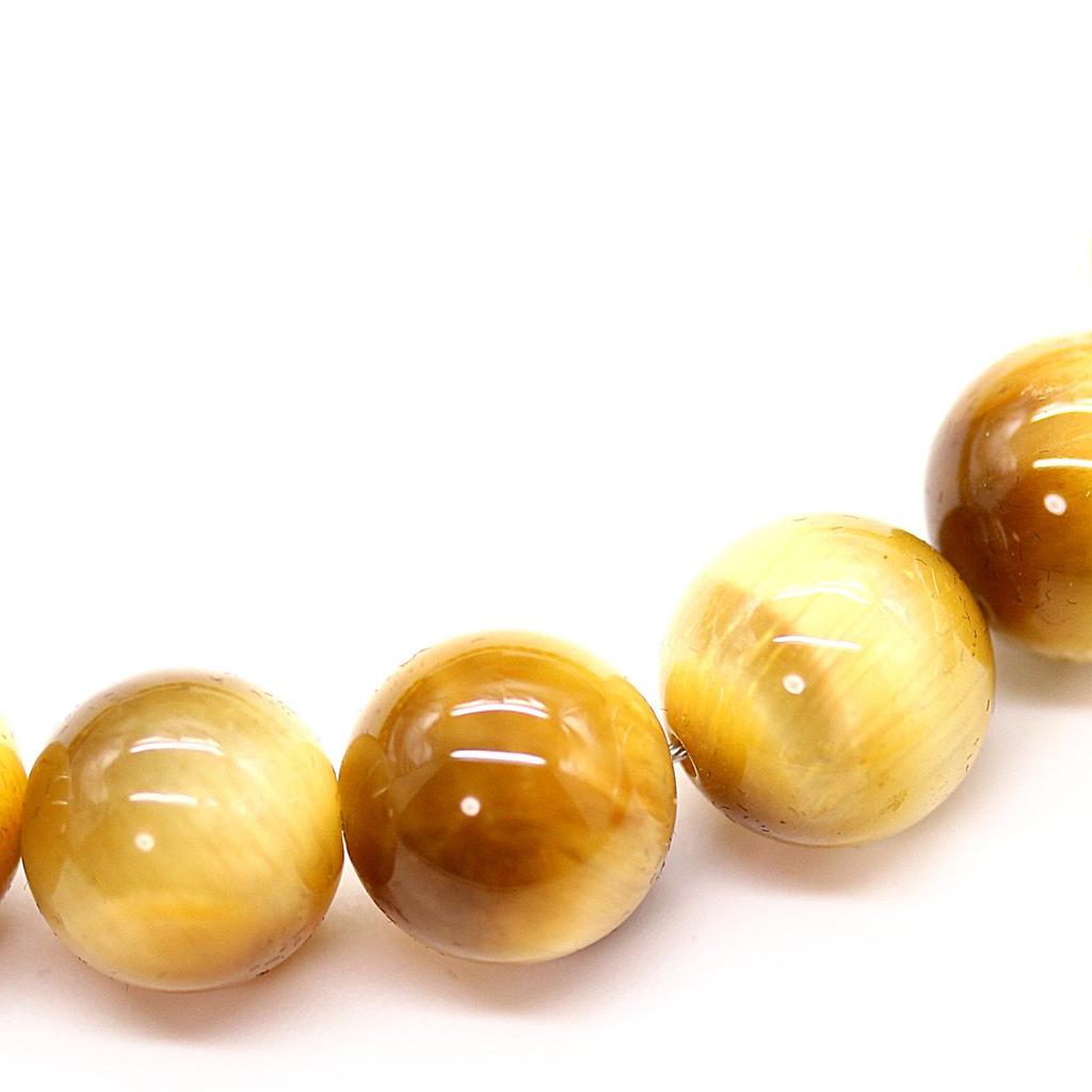 [Ishiki] 4A Natural Stone Golden Tiger Eye Prayer Bead Necklace 12mm - A power stone that attracts wealth and career success! [n168]