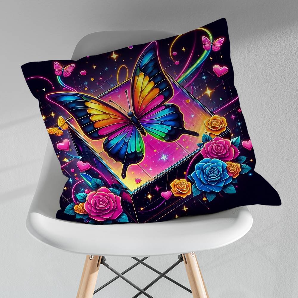 Beautiful Butterfly Art Throw Pillow Case Living Room Sofa Cushion Cover For Home Bedroom Decoration Protector