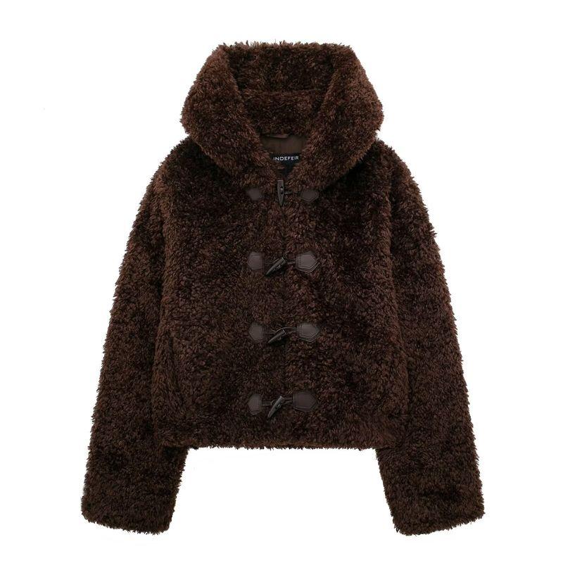 Kaslead New Arrival Women's Clothing Fashion Style Bends and Hitches Ornament Fur Effect Short Overcoat Outwear 4391854