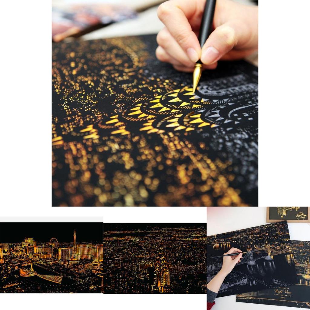 Magic Scratch Art Scratch Night View Painting Paper Board Premium Quality Educational Play Toys For All Ages