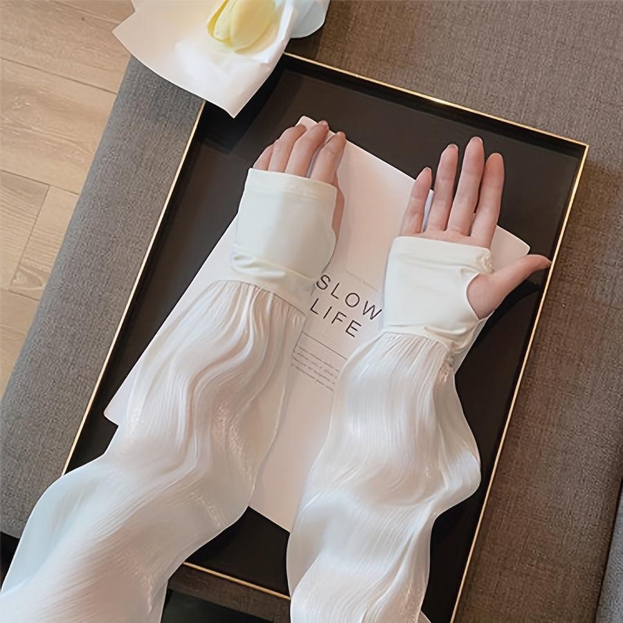 1 Pair of Summer Women's Spliced Arm Sleeves, Breathable and Loose Spliced Solid Color Arm Sleeves, Very Suitable for Driving