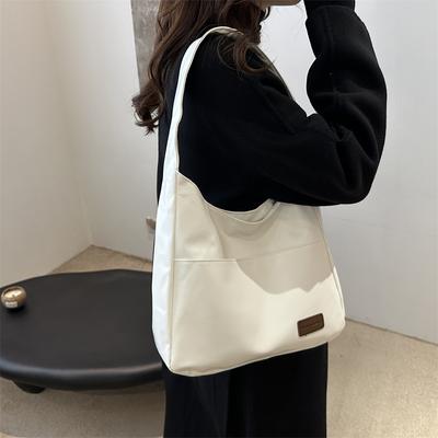 Großvolumige Retro-Casual-Damentasche mit neuer Textur, einfarbig, schlicht, lässig, Schulter-, Achsel-, Tragetasche