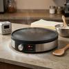 Electric Crepe Maker Adjustable Temperature Griddle Indicator Lights Round