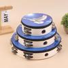 Wood Tambourine Hand Crank Drums Double Row Metal Jingles Stainless Steel Percussion Musical Instrument Orff Tambourine