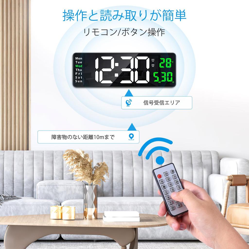 Digitaler LED-Wecker, Schreibtisch, Kalendertag, Helligkeit, groß, 2 Alarme, doppelt, laut, USB-Energie für grüne Uhr, Uhr, Uhrzeit, Datum, Woche, Temperatur,