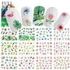 5 Sheets Summer Style Nail Water Decals Gradient Tropical Flamingo Stickers Fruit Watermeleon Nail A