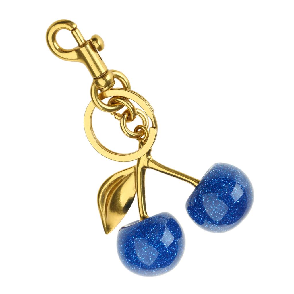 Cute Blue Cherry Keychain Charm Attractive Blue Cherry Key Adornment Stylish Key Rings Ornament for Trendsetters