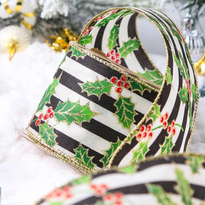 Ribbon Wire Crimping Ribbon Wire Linen Ribbon Decoration Colorful Snowflake Plaid Christmas Material DIY Handmade 10/25Yards