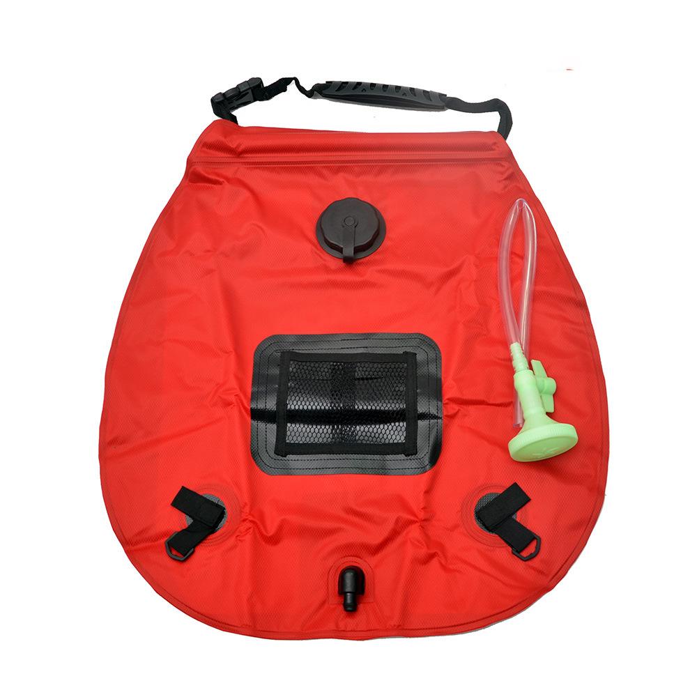 Solar Portable Shower Bag 20L Solar Heating Camping Shower for Hiking, Road Trips & Field Use красный