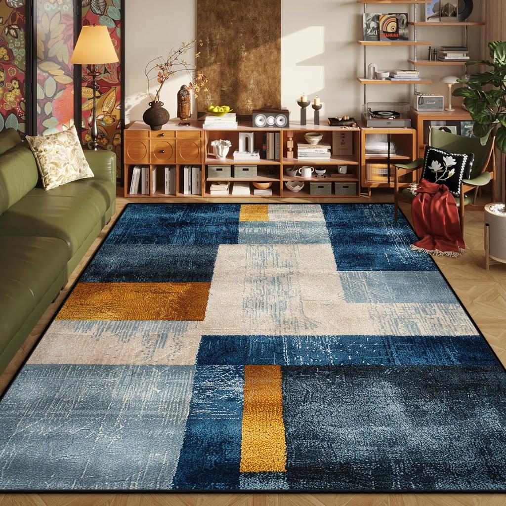 Abstract Geometric Carpets for Living Room Plush Decoration Home Retro Nordic Non-slip Floor Mat Washable Bedroom Cloakroom Rugs