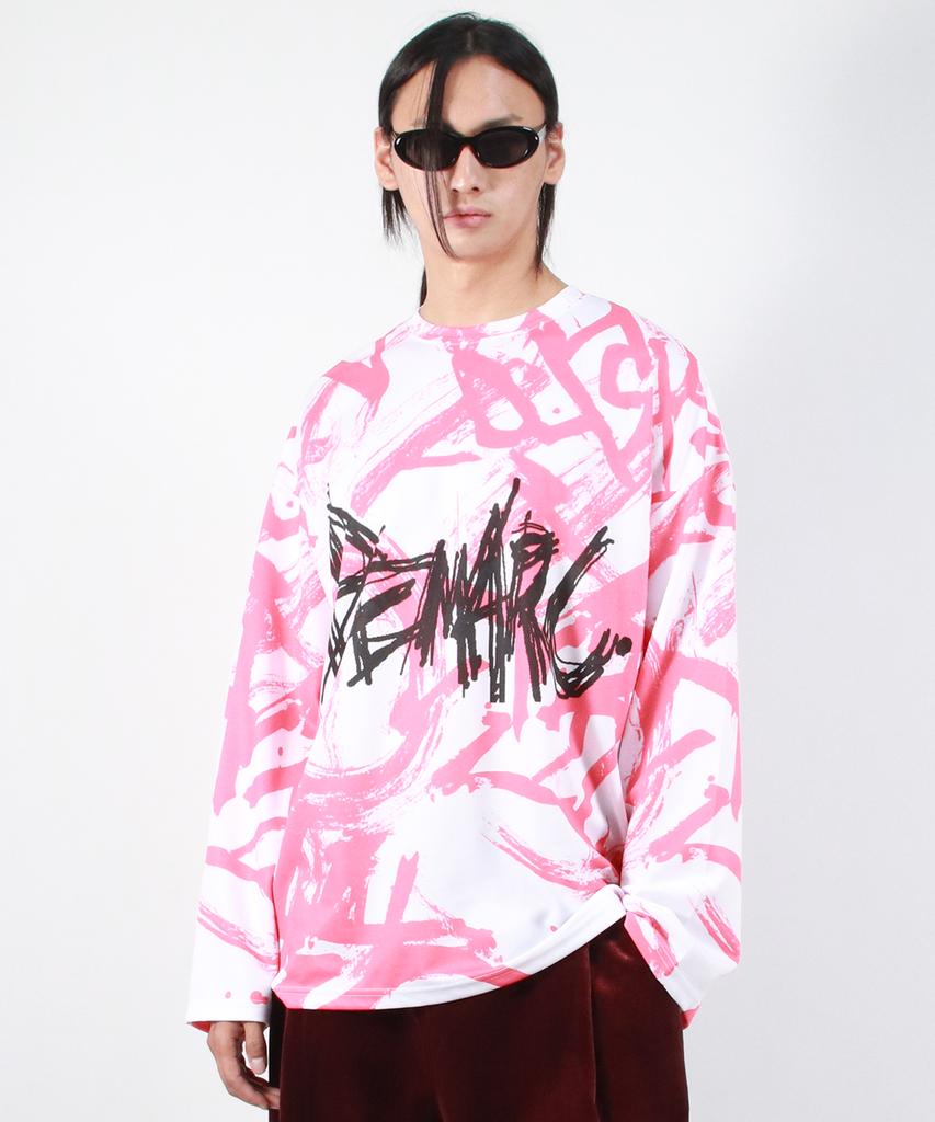 Deumakeu M Street Graffiti Logo Text Oversized T-Shirt - Red