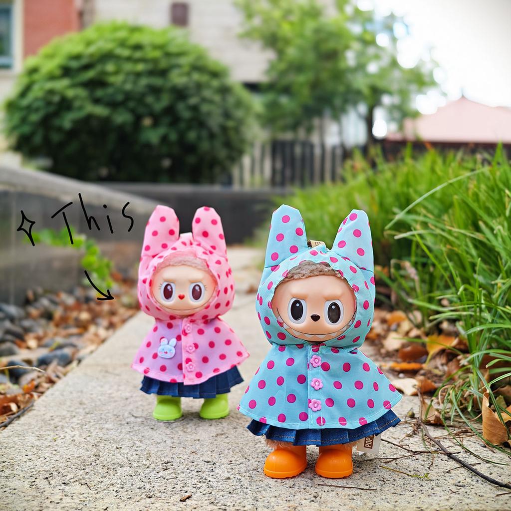 Only Clothes for V1 V2 V3 Labubu Clothes Raincoat Colorful Polka Dot Waterproof Suit Set Raincoat Suit Set Children's Gift